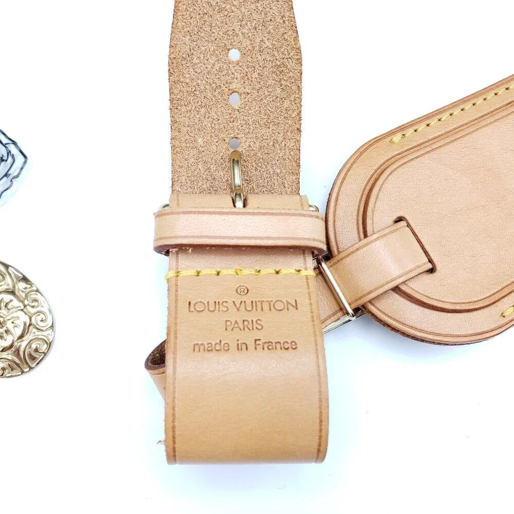 Authentic Louis Vuitton Luggage Nametag and Gold Padlock with Unbranded Keycharm